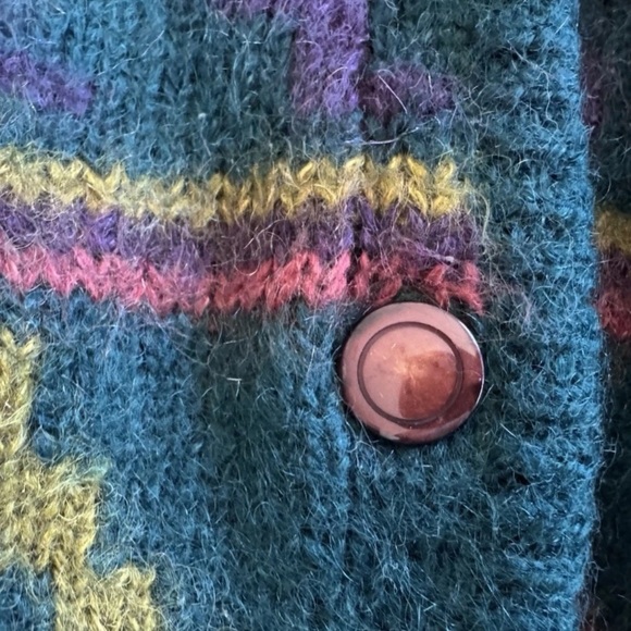 Vintage 80’s Sai Sai Chunky Mohair Cardigan South western Style - Picture 6 of 12